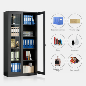 Armoire de classement à double porte en verre pleine longueur durable, armoire de rangement en métal pour une utilisation dans les hôpitaux, les gymnases et les écoles - Product Image 4