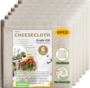 Tissu en mousseline de coton/nylon de qualité alimentaire, gaze à fromage biologique 12x12 pouces, pour filtrer, réutilisable, personnalisable - Product Image 1