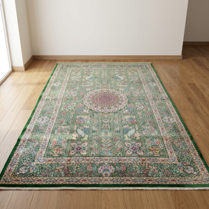 Tapis de sol en soie pure moderne de luxe fait main, tissage complexe noué à la main, design antidérapant pour salon, chambre, bureau, hôtel - Product Image 6