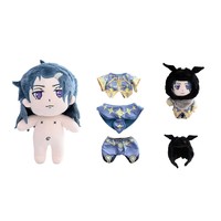 Poupée en peluche personnalisée en gros, figurine d'anime en peluche avec robe bleue amovible et cagoule de chauve-souris noire, directement de l'usine, OEM