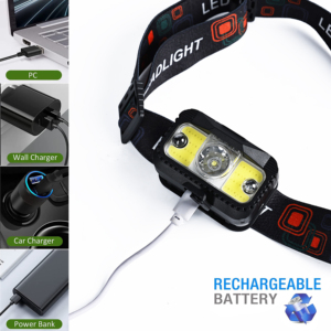 <span class=keywords><strong>Led</strong></span> đèn pha có thể sạc lại, siêu sáng đầu đèn Đèn Pin 300 lumen với <span class=keywords><strong>COB</strong></span> ánh sáng, 8 chế độ cảm biến cảm ứng làm việc ánh sáng - Product Image 4