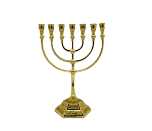 เชิงเทียนโลหะเคลือบทองแบบ jews Hanukkah ทำจากโลหะผสมขาตั้งผลิตภัณฑ์ทางศาสนาของ jabbat pasover candelabra - Product Image 1