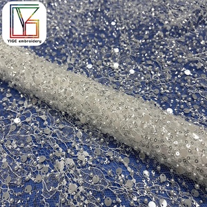 Đám Cưới Sang Trọng Sequins Trắng Vải Tuyn Thêu Ren Pháp Lưới Váy Đính Cườm Ngọc Trai Vải Ren Cô Dâu Vải - Product Image 3