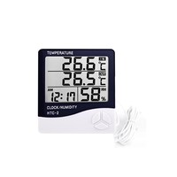 Thermomètre hygromètre numérique, mesure de la température et de l'humidité intérieure et extérieure avec sonde et horloge