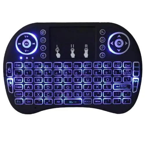 Penjualan pabrik kontrol nirkabel Mini i8 Keyboard dengan lampu latar RGB sempurna untuk TV kotak proyektor komputer Laptop Notebook