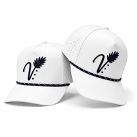 Casquette de golf 5 panneaux imperméable en tissu Dobby perforé découpé au laser avec logo brodé 3D personnalisé OEM en polyester respirant réglable pour l'extérieur