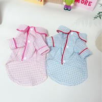 Ensemble de pyjamas pour animaux de compagnie en coton de style INS, chemise et pantalon rayés à l'effigie d'un ours mignon pour chiens et chats, vêtements de nuit respirants pour animaux de compagnie printemps été