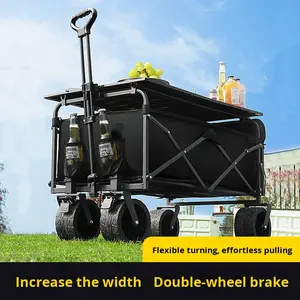 Chariot de camping pliable à 4 roues, chariot de pique-nique portable, chariot de camping à pousser à la main, chariot de grande capacité - Product Image 5