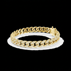 1-1.5 mm Cuban Link 925 <b>Sterling</b> <b>Silver</b> Gold Plated Lab Grown Diamond Custom Luxury Handmade Trendy Hip Hop Chain <b>Bracelet</b> - Product Image 1