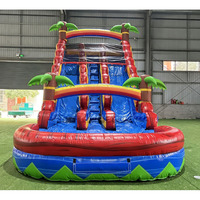 Toboggan aquatique gonflable de 20 pieds de haut, qualité commerciale, en PVC vinyle, double piste, grand toboggan aquatique gonflable avec piscine