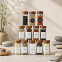 Lot de 24 pots à épices carrés en verre de 120 ml (4 oz) écologiques et personnalisables avec couvercle à vis pour assaisonnements et poivre