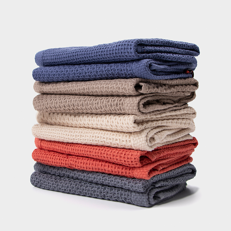 Factory Custom 100% Cotton Waffle Weave Cleaning Cloth Double Layer Mesh Soft Fabric Quick Dry Absorbent Hand Towel
