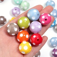 20mm Polka Dot Runde Acrylperlen mit geradem Loch DIY Perlenstift Schlüsselanhänger Taschenanhänger Handgemachtes Schmuckzubehör Großhandel