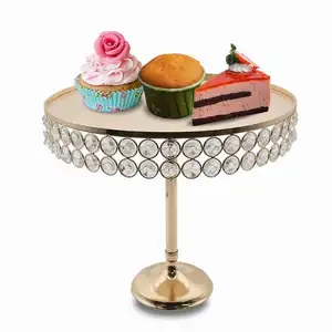 Wholesale Round Metal Glass Cake Tray Mirrored Cake Tray Fruit Dish Dessert Plate Hotel Fruit Tray Dessert Display Stand