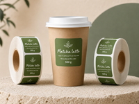 Étiquettes personnalisées en rouleau PET autocollantes, imperméables, mates, pour gobelets, bouteilles de boissons, impression de logo personnalisé, forme personnalisée pour le café