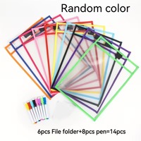 Fundas de Plástico Transparente Personalizadas, Reutilizables, para Escribir y Borrar, con Bolsillos para Archivar Documentos, para Oficina, Estudio, Almacén, Etiquetado