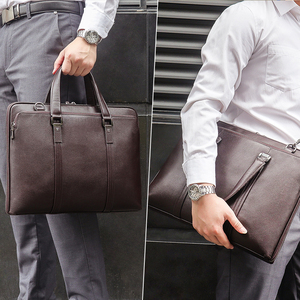 Maletín de Negocios para Hombre, Bolsos de Mensajero de Cuero, Maletín de Cuero Genuino para Hombre, Bolso de Mano para Oficina y Abogado, para Portátil de 14 Pulgadas - Product Image 1