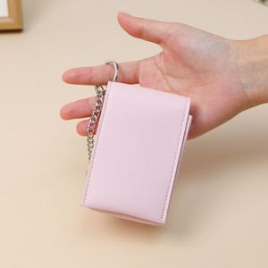 Pu Leather With Mirror Keychain Portable Cosmetic Pouch Lip Balm Case Lipstick Holder Beauty Accessory for Women - Product Image 6