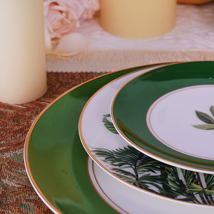 Mới nhất sang trọng màu xanh lá cây thực vật Sứ Xương Trung Quốc Bộ bữa ăn tối Hardy chuối Lá Bộ đồ ăn đồ ăn cho sự kiện & phục vụ - Product Image 2