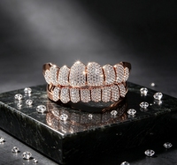 Grillz unisexe en argent S925 avec moissanite, motif cercle huit cœurs et flèches, style hip-hop, accessoire dentaire de mode haut de gamme