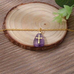 Collier ras du cou en acier inoxydable et <span class=keywords><strong>pierre</strong></span> naturelle, élégant et minimaliste, pour femme - Product Image 3
