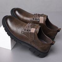 Mocassins noirs en cuir PU pour hommes, style décontracté chic, à lacets, semelles souples et antidérapantes, pour le printemps
