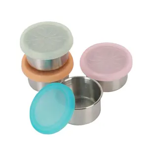 2.5oz Stainless Steel Condiment Containers with Silicone Lids