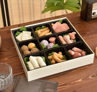 Boîte alimentaire jetable personnalisée en bois fantaisie pour salades, snacks et sucre à emporter, en papier alimentaire sûr
