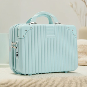 Trousse de Maquillage Compacte Légère Étanche avec Fermeture Éclair, Couleur Unie, Détails Rivets et Roulettes Pivotantes – Idéale pour les Voyages - Product Image 4