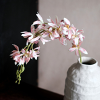 Fleur artificielle d'orchidée Cymbidium, branche rose à pétales marbrés, pour décoration de vase à la maison, bouquet de mariage, arrangement floral