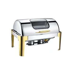 Goldenes Chafing Dishes Buffet Catering Edelstahl/Glas Chafing Dish