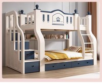 Cama litera moderna de madera maciza de doble altura para apartamentos pequeños infantiles, con almacenamiento multifuncional, cama para padres e hijos