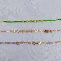 QIUHAN Lettres Personnalisées Bracelet Bijoux Main Bracelets Personnalisé Zircon Nom Bracelet