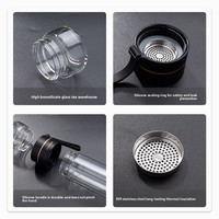 Bouteille isotherme ZenFlow en verre borosilicate à double paroi avec infuseur à thé, 15 oz, anti-fuite, nouveau style chinois, pour une infusion réfléchie, utilisation au bureau