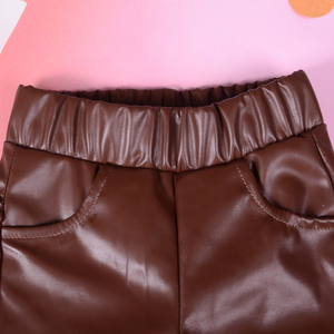 Aa-4 Nouvelle Collection Automne Pantalon en Similicuir PU pour Bébé et Jeune Enfant, Legging en Faux Cuir Slim Imprimé Style Doux pour Petites Filles - Product Image 5
