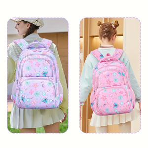Purple Butterfly Flower Student Backpack Set Lightweight School Bag Large Capacity Zipper Bookbag for Girls - Product Image 2