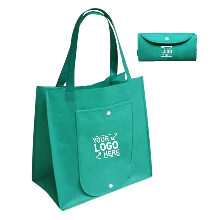 Customized Logo Folding Non-woven Shopping Bag  Durable Custom Printed Gift Promotion Bag with Foldable