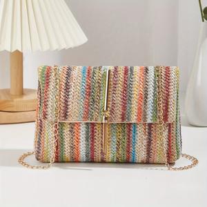 Sac à bandoulière pour femme, mode été 2025, imprimé arc-en-ciel, style japonais, fermeture à rabat, sac à bandoulière à rayures - Product Image 2