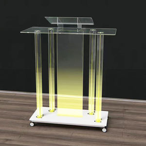 Iluminación LED Iglesia vidrio acrílico transparente <span class=keywords><strong>podio</strong></span> soporte tribuna púlpitos desmontables atril muebles modernos diseños para la venta - Product Image 3