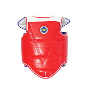 Protecteur de poitrine Itf Taekwondo rouge unisexe, équipement de protection sportif durable pour l'entraînement et la compétition en arts martiaux - Product Image 1