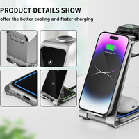 Téléphone portable 15w chargeur rapide sans fil chargeur rapide sans fil magnétique trois en un 3 en 1 pour iPhone montre Airpods avec support