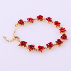 Trendz chine usine frais rouge or rose fleur charme bracelet - Product Image 3