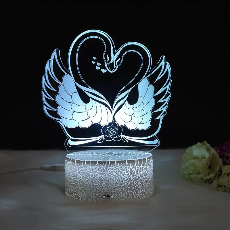 Tafellamp Decoratieve Lamp Nachtlampje Zwaan 3d Nachtlampje Lamp Creatieve Gift Display Crack