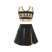 Conjunto de Uniforme de Porristas de Dos Piezas de Alta Calidad Personalizado para Mujer, Falda con Brillo y Logotipo Impreso Personalizado, Tela de Spandex/Poliéster de 180g