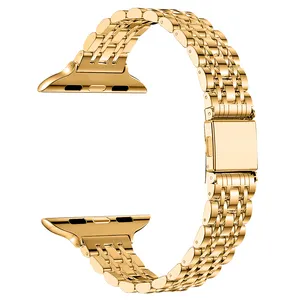 Lusso in oro per cinturino Apple watch serie apple watch 7 6 5 4 3 2 1 SE 304 acciaio inossidabile