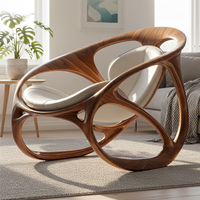 Fauteuil lounge scandinave moderne confortable en bois, fauteuil rembourré, fauteuil de salon design pour le mobilier de salon