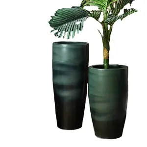 Grüne Farbe Hoch temperatur Innen und Außen dekorative Keramik Keramik hohe Pflanz gefäße