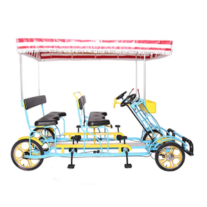 Bicicletas de <span class=keywords><strong>Pedales</strong></span> para Diversión Familiar, Bicicleta Surrey de 4 Ruedas para 4 Personas/Quadriciclo/Bicicleta Tándem para 4 Personas para Alquiler - Product Image 1