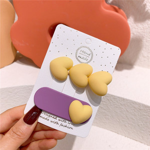 Pinzas para el cabello de estilo coreano para niñas, lindas pinzas BB con diseño de corazón de princesa en bloques de color, pinzas para el cabello de bebé, pinzas para el cabello populares en línea. - Product Image 4
