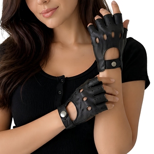 Leather Half <b>Finger</b> <b>Gloves</b> Breathable Wrist Length Sporty Style for Outdoor Activities Summer Use Unisex Orange Color - Product Image 5